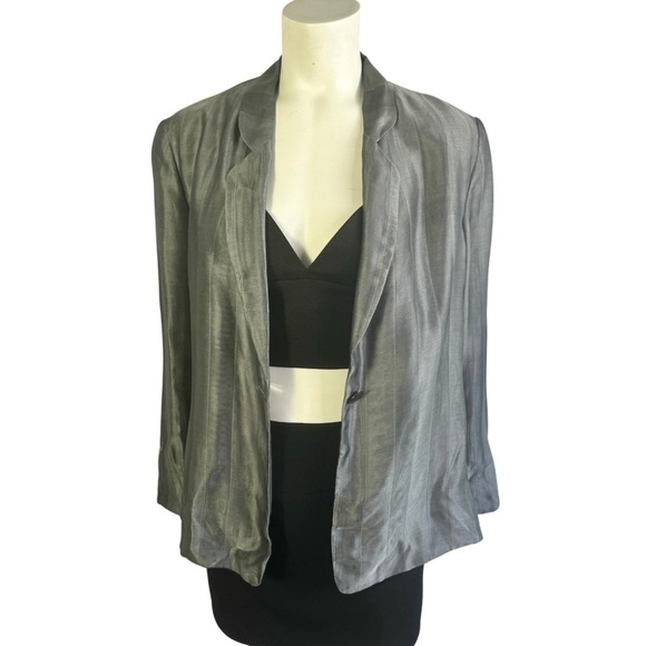 GIORGIO ARMANI VINTAGE 90s SILK BLAZER GREY LINED BLAZER BLAZER MADE IN ITALY 10 - Picture 14 of 14